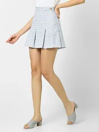 Elegant Blue Cotton Checked Skirts For Women-thumb2