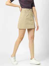 Elegant Khaki Cotton Solid Skirts For Women-thumb1
