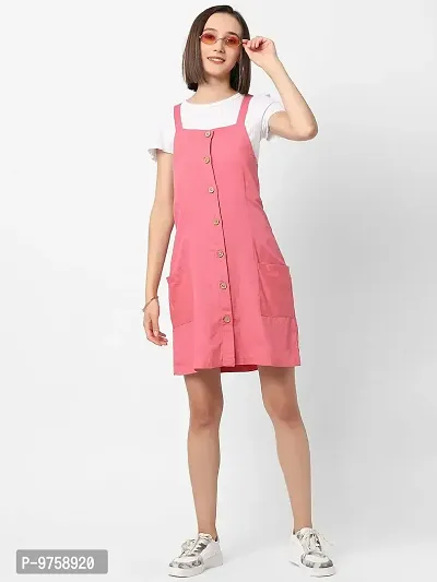 VASTRADO Women's Knee-Length Pastel Pink Pinafore Dress (LD1482A_Pink_L)-thumb5