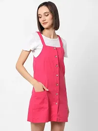 VASTRADO Bright Pink Pinafore Dress-thumb1