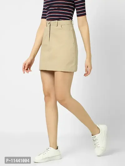 Elegant Khaki Cotton Solid Skirts For Women-thumb3