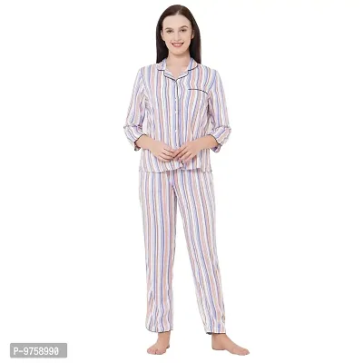 Mystere Paris Classic Striped Pyjama Set Pink Purple J526A-thumb0