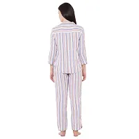 Mystere Paris Classic Striped Pyjama Set Pink Purple J526A-thumb3