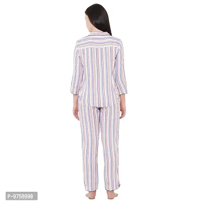 Mystere Paris Classic Striped Pyjama Set Pink Purple J526A-thumb4