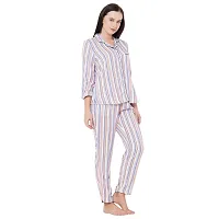 Mystere Paris Classic Striped Pyjama Set Pink Purple J526A-thumb1