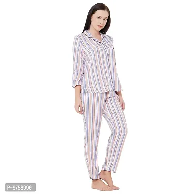 Mystere Paris Classic Striped Pyjama Set Pink Purple J526A-thumb2