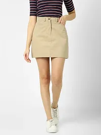 Elegant Khaki Cotton Solid Skirts For Women-thumb3