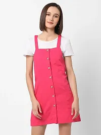 VASTRADO Bright Pink Pinafore Dress-thumb2