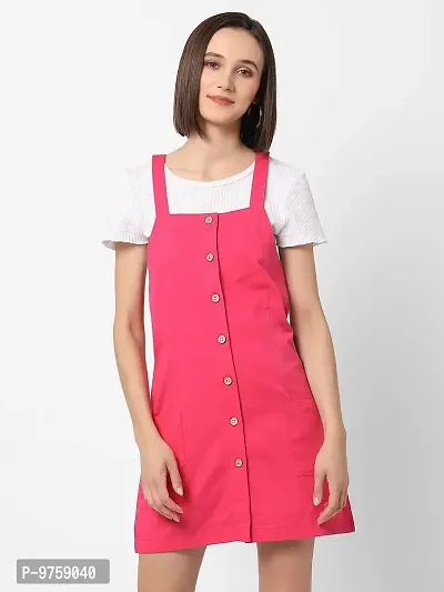 VASTRADO Bright Pink Pinafore Dress-thumb3
