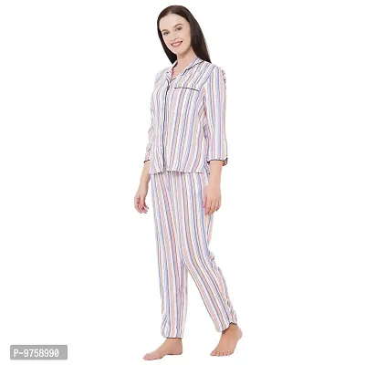 Mystere Paris Classic Striped Pyjama Set Pink Purple J526A-thumb3