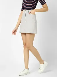 Elegant Grey Cotton Solid Skirts For Women-thumb2