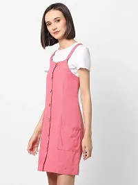 VASTRADO Women's Knee-Length Pastel Pink Pinafore Dress (LD1482A_Pink_L)-thumb2