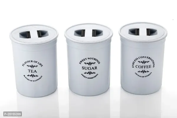 tvAt Plastic Kitchen Coated  Printed Damru shape Tea Coffee Sugar Canisters|Jar(Set of 3)-thumb3