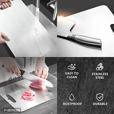 Professional Stainless Steel Chopping Board (Color : Silver， Size : 280times;390times;2mm-thumb3