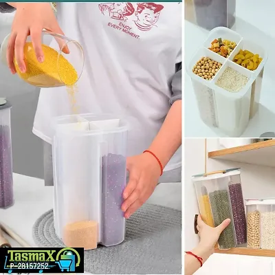 tvAt 1 Pcs Food Storage 4 Section Container Jar Airtight Plastic Storage Container(Green color)-thumb5