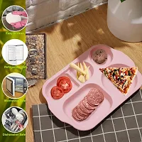 tvAt 4 Pieces Microwave Safe Unbreakable Plastic Food Plate with Partitions-thumb4