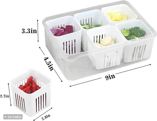 tvAt 2 Pcs Storage Serving Trays for Divided Veggie Tray with Lid Sealed Sectioned Snack Serving Platter Storage with 6 Compartments Snackle Box (White)-thumb3