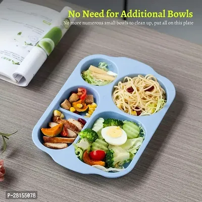 tvAt Unbreakable Wheat Divider Plate, 4 Piece Separate Food Plates/Reusable, Microwave Dishwasher Safe Lunch Plate, Bpa Free, Great For Children And Adults Daily Meals (Colorful)-thumb2