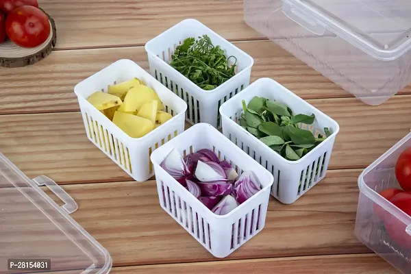 tvAt 1 Pcs Fridge Food Storage Container Fruit Storage Organizer Glass Container Plastic Fruit Lettuce Keeper for Fridge Refrigerator Produce Bins Fruit Containers for Fridge Food Container-thumb4