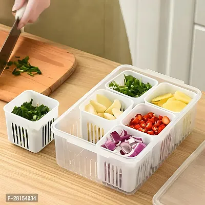 tvAt 2 Pcs Storage Serving Trays for Divided Veggie Tray with Lid Sealed Sectioned Snack Serving Platter Storage with 6 Compartments Snackle Box (White)-thumb5