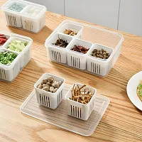 tvAt 2 Pcs Storage Serving Trays for Divided Veggie Tray with Lid Sealed Sectioned Snack Serving Platter Storage with 6 Compartments Snackle Box (White)-thumb1