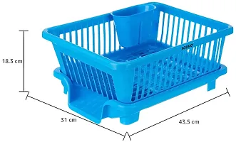 tvAt 1 Pcs Blue 3 in 1 Large Durable Plastic Kitchen Sink Dish Rack Drainer Drying Rack Washing Basket-thumb3