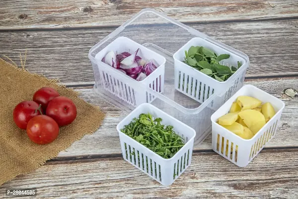 tvAt 2 Pcs Kitchen Spring Onion Storage Box - 4-in-1 Food Storage Container | Food Storage Containers for Ginger, Garlic, Onions, Cherries and Vegetables Drip-thumb2