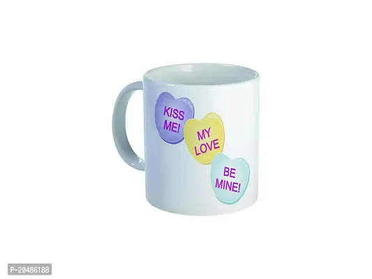 GIFTSONE Valentines Day Gift, Gift for Husband, Gift for Wife, Best Valentines Day Gift for her, Valentines Day Printed Ceramic Coffee Mug with Wooden Keychain (325 ml, Mug-045)