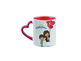 Giftsone Valentines Day and Love Printed Ceramic Coffee Mug with Wooden Keychain, Best Valentines Day Gift for Her, Wife, Husband, Boyfriend, Girlfriend (325 ml) (Mug-031)-thumb1