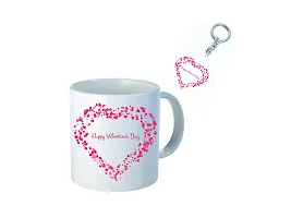 GIFTSONE Valentines Day Gift, Gift for Husband, Gift for Wife, Best Valentines Day Gift for her, Valentines Day Printed Ceramic Coffee Mug with Wooden Keychain (325 ml, Mug-038)-thumb1