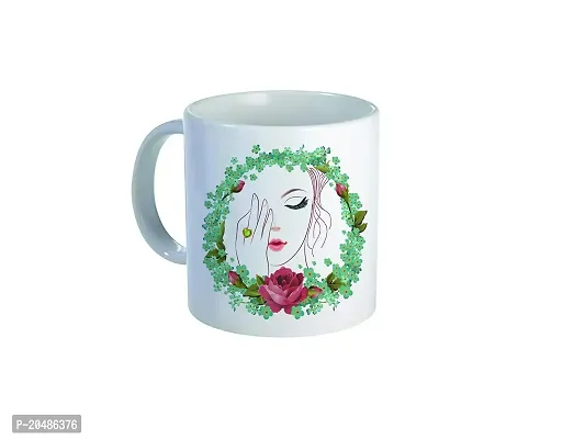mGift Once Flower Printed White Mug with Print/Flower Coffee Mug/Roses Coffee Mug for Gifting/This Mug is Microwave and Dishwasher Safe 325ml/Coffee Mug with a Printed Keychain (MGMUG31_White)-thumb0