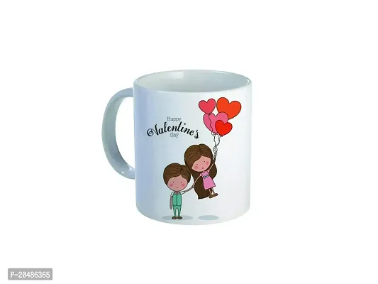 GIFTSONE Valentines Day Gift, Gift for Husband, Gift for Wife, Best Valentines Day Gift for her, Valentines Day Printed Ceramic Coffee Mug with Wooden Keychain (325 ml, Mug-039)