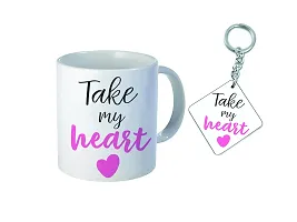 GIFTSONE Beautiful Printed White Ceramic Coffee Mug with Wodden Keychain, Coffee Mug for Gift, Best Product for Gift, Best Gift for Loved Ones (325 ml) WM008-thumb1