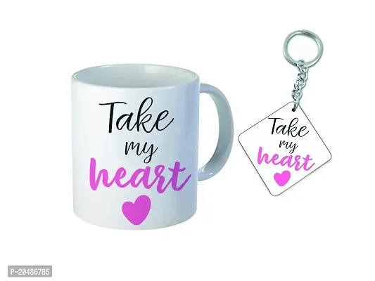 GIFTSONE Beautiful Printed White Ceramic Coffee Mug with Wodden Keychain, Coffee Mug for Gift, Best Product for Gift, Best Gift for Loved Ones (325 ml) WM008-thumb2