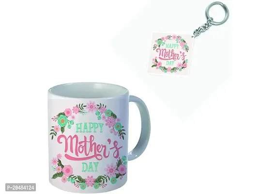 Giftsone Happy Mother's Day Printed Ceramic Coffee with Keychain, Best Birthday Gift for Mother, Mothers Day Gift for Mom Maa Mother Mummy (325 ml, Mug-030)