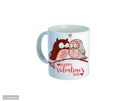 GIFTSONE Valentines Day Gift, Gift for Husband, Gift for Wife, Best Valentines Day Gift for her, Valentines Day Printed Ceramic Coffee Mug with Wooden Keychain (325 ml, Mug-040)
