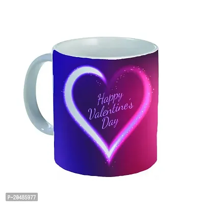 GIFTSONE Valentines Day Gift, Gift for Husband, Gift for Wife, Best Valentines Day Gift for her, Valentines Day Printed Ceramic Coffee Mug with Wooden Keychain (325 ml, Mug-046)