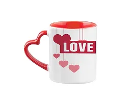 Giftsone Valentines Day and Love Printed Ceramic Coffee Mug with Wooden Keychain, Best Valentines Day Gift for Her, Wife, Husband, Boyfriend, Girlfriend (325 ml) (Mug-021)-thumb1