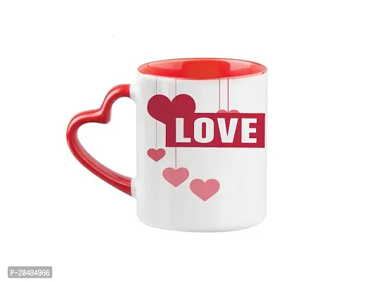 Giftsone Valentines Day and Love Printed Ceramic Coffee Mug with Wooden Keychain, Best Valentines Day Gift for Her, Wife, Husband, Boyfriend, Girlfriend (325 ml) (Mug-021)-thumb2