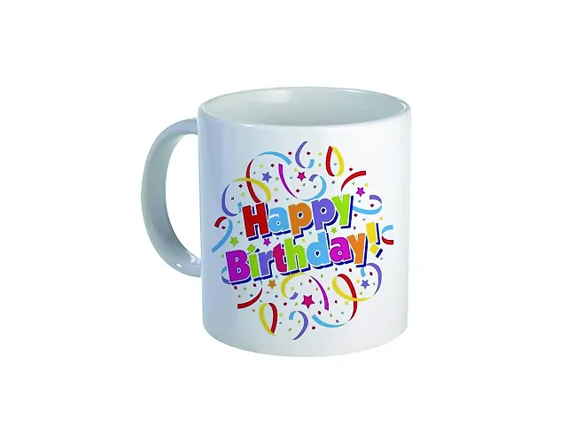 mGift Once Happy Birthday Printed Black Ceramic Coffee Mug/Birthday Gift for Friends, Relatives & More/Coffee Mug with a Printed Keychain