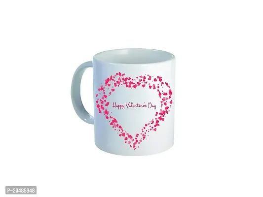 GIFTSONE Valentines Day Gift, Gift for Husband, Gift for Wife, Best Valentines Day Gift for her, Valentines Day Printed Ceramic Coffee Mug with Wooden Keychain (325 ml, Mug-038)-thumb0