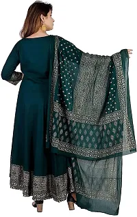 Women's Anarkali Rayon Kurta (Bottle Green_Small)-thumb1