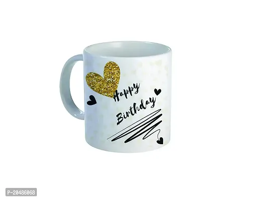 mGift Once Happy Birthday Printed White Ceramic Coffee Mug / Birthday Gift for Friends  Relatives /Coffee Mug with a Printed Keychain-thumb0