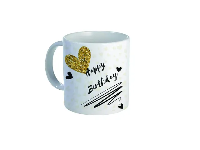 mGift Once Happy Birthday Printed Orange Ceramic Coffee Mug / Birthday Gift for Friends & Relatives /Coffee Mug with a Printed Keychain