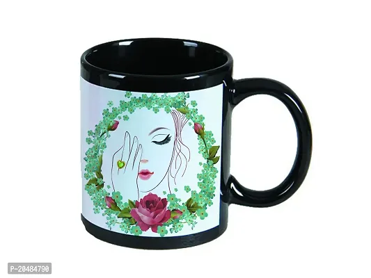 mGift Once Flower Printed White Mug with Print/Flower Coffee Mug/Roses Coffee Mug for Gifting/This Mug is Microwave and Dishwasher Safe 325ml/Coffee Mug with a Printed Keychain (MGMUG31_Black)
