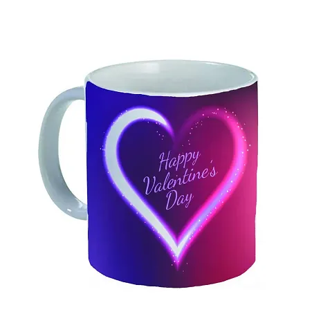 mGift Once Happy Valentines Day Printed Mugs for Couples /Gift for Husband & Wife /Valentine Gift for Couples /Coffee Mug with a Printed Keychain