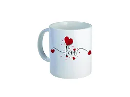 GIFTSONE Love Printed Ceramic Coffee Mug with Printed Keychain - Best Valentines Day Gift for Wife, Husband, Boyfriend, Girlfriend, Best Valentines Day Gift for her (325 ml, Mug-029)-thumb1