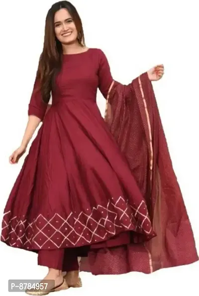 Maroon Rayon Printed Kurtas For Women-thumb0