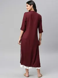 Classic Rayon Solid Straight Kurta For Women-thumb2