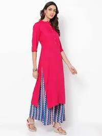 Women Solid Rayon Straight Kurta  (Pink)-thumb1